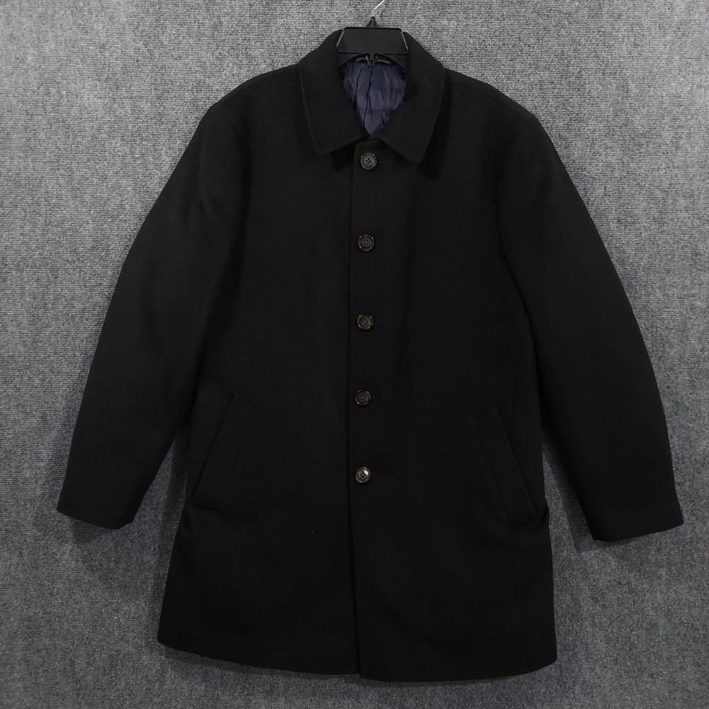Lauren Ralph Lauren Coat Mens 40R Black Wool Down Quilted Insulated Overcoat